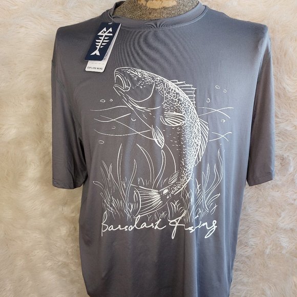 Bassdash Men's Grey Fishing Crew Neck Short Sleeves T-Shirt Size XL - Picture 1 of 7